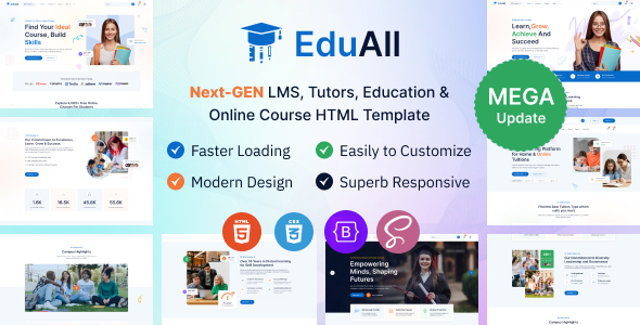 EduAll - Education Tutors LMS & Online Course Template Multipurpose With Dashboard & RTL