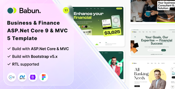 Babun - Business & Finance Responsive ASP.Net Core 9 & MVC 5 + RTL Template