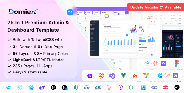 Domiex - Admin & Dashboard Template