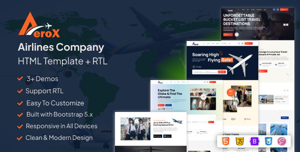 Aerox - Airlines Company HTML5 Template + RTL