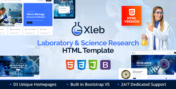 Xleb - Laboratory & Science Research HTML Template