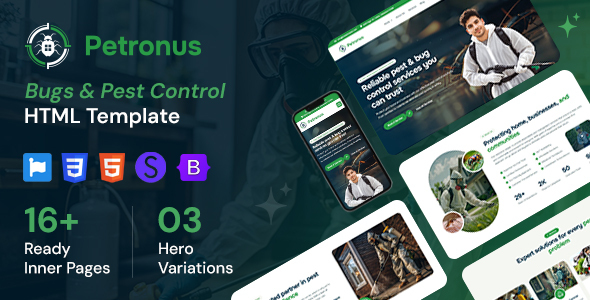 Petronus - Bugs & Pest Control HTML Template
