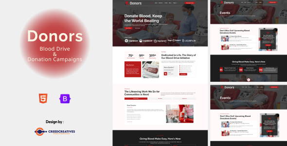 Donors - Blood Drive & Donation Campaigns Html Template