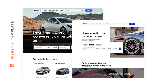 Vroomo – Car Rental Responsive HTML Template