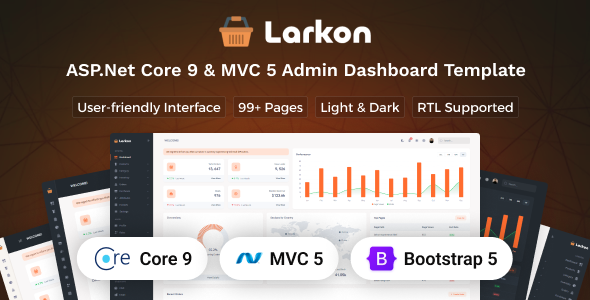 Larkon - ASP.Net Core 9 & MVC 5 Ecommerce Management Admin & Dashboard Template
