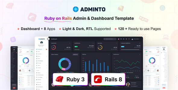 Adminto - Ruby on Rails Admin & Dashboard Template