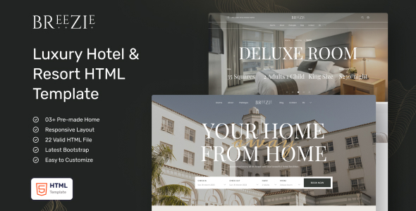 Breezie – Classy Hotel & Resort HTML Template
