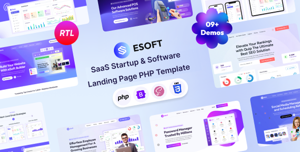 eSoft - SaaS Startup & Software Landing Page PHP Template