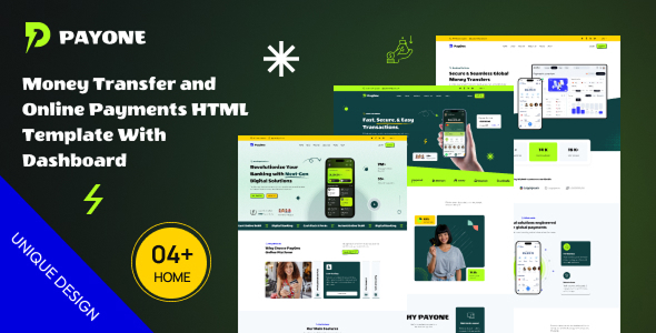 PayOne - Money transfer & online payments HTML Template With Dashboard
