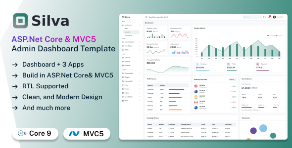 Silva - ASP.Net Core 9 & MVC5 Admin & Dashboard Template