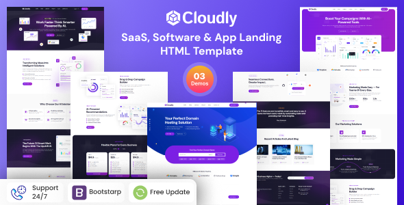 Cloudly - SaaS, Software & App Landing HTML Template