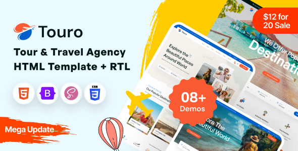 Touro - Travel & Tour Booking Agency HTML Template