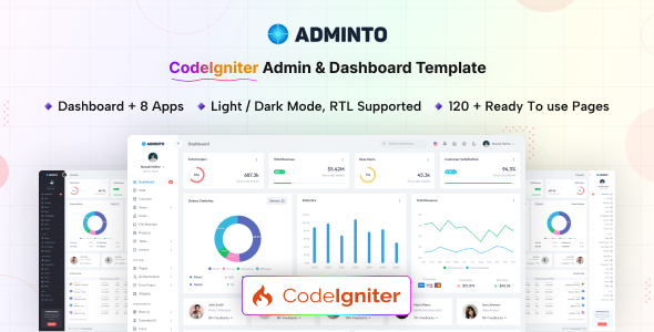Adminto - CodeIgniter Admin Dashboard Template