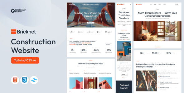 Bricknet - Construction Company Website Tailwind Template