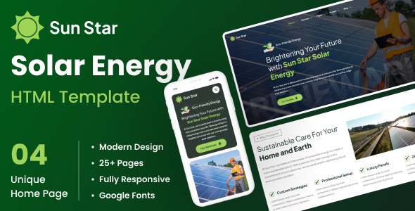 Solar Panel and Renewable Energy HTML Template - Sun Star
