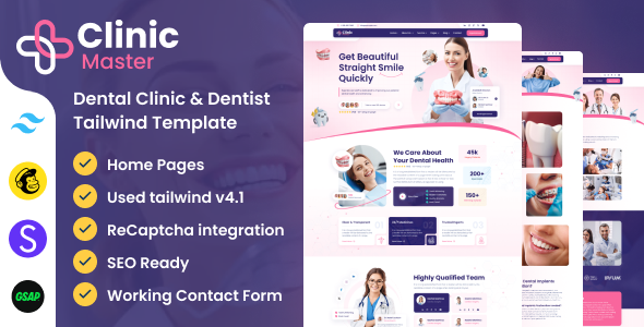 ClinicMaster - Dentist & Dental Clinic Tailwind Template