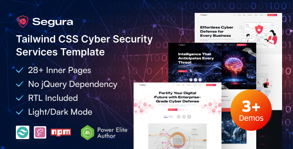 Segura – Tailwind Cyber Security & IT Protection HTML Template