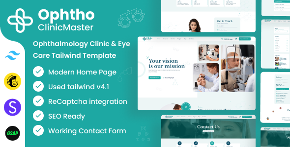 ClinicMaster - Ophthalmology & Eye Care Tailwind CSS Template