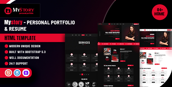 Mystory - Personal Portfolio & Resume HTML Template