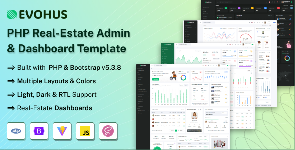 Evohus - PHP Real-Estate Admin & Dashboard Template