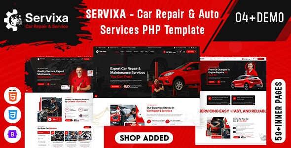 Servixa – Car Repair & Auto Services PHP Template