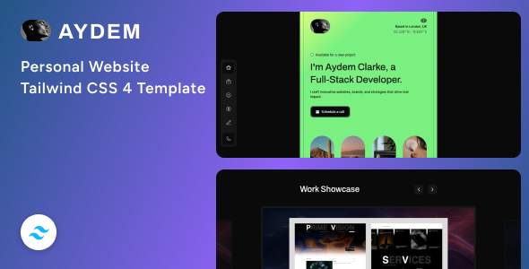 Aydem - Personal Website Tailwind CSS 4 Template