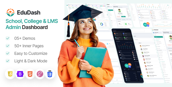Edudash – Education Management Admin Dashboard Template (Django, Symfony, CodeIgniter)