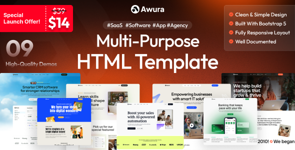 Awura - SaaS & Startup Html Template