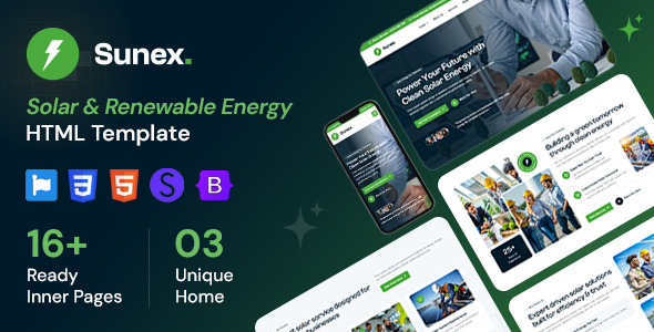 Sunex - Solar & Renewable Energy HTML Template