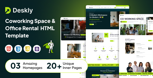 Deskly - Coworking Space & Office Rental HTML Template