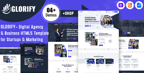 Glorify – Digital Agency & Business HTML5 Template for Startups & Marketing