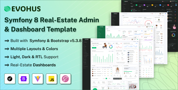 Evohus - Symfony 8 Real-Estate Admin & Dashboard Template