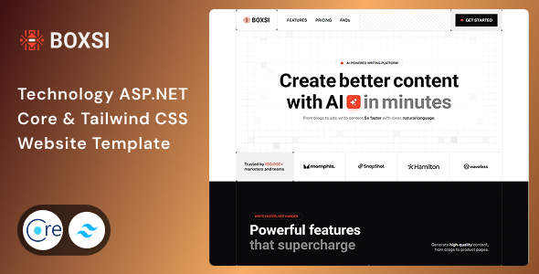Boxsi - Technology ASP.NET Core & Tailwind CSS 4 Website Template