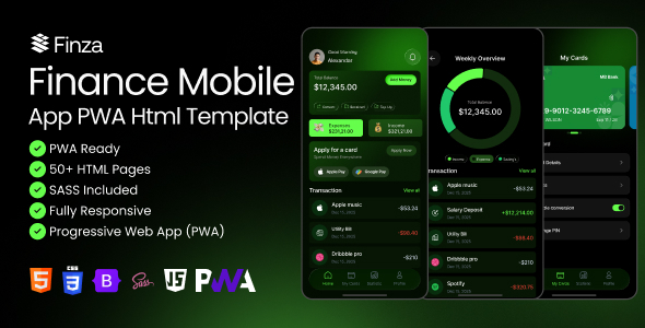 Finza-Finance PWA Mobile App HTML Template