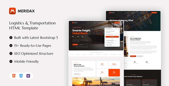 Meridax - Logistics & Transportation HTML Template