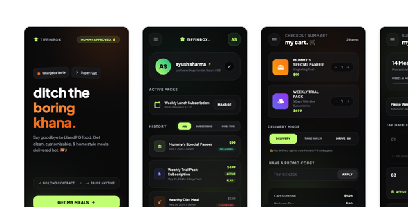 Tiffinbox - Tiffin and Food Delivery Mobile HTML Template