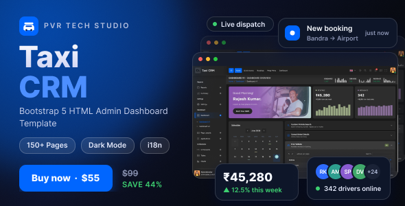 Taxi CRM - Bootstrap 5 HTML Admin Dashboard Template