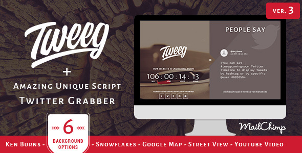 Tweeg - Responsive Countdown Landing Page